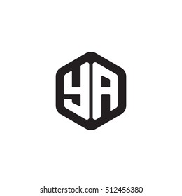 Initial letters YA rounded hexagon shape monogram black simple modern logo