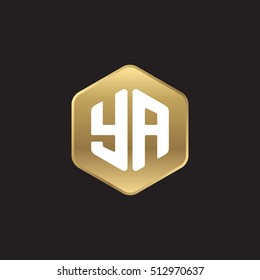 Initial letters YA rounded hexagon shape gold modern logo