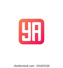 Initial letters YA rounded square shape red orange simple logo