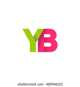 Initial letters YB overlapping fold logo green magenta