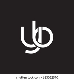Initial letters yb, round overlapping lowercase logo modern design white black background