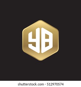Initial letters YB rounded hexagon shape gold modern logo