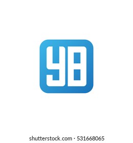 Initial letters YB rounded square shape blue simple logo