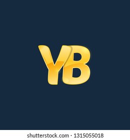 Initial letters YB, Y, B with logo design inspiration gold metallic texture, trendy, 3d glossy texture, overlapping, based alphabet logo for media company identity, isolated on black background.
