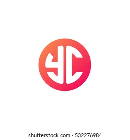 Initial letters YC circle shape red orange simple logo