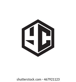 Initial letters YC negative space hexagon shape monogram logo