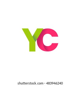 Initial letters YC overlapping fold logo green magenta