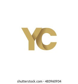 Initial letters YC overlapping fold logo brown gold