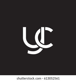 Initial letters yc, round overlapping lowercase logo modern design white black background