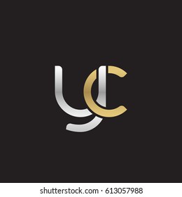 Initial letters yc, round overlapping lowercase logo modern design silver gold