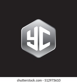 Initial letters YC rounded hexagon shape silver modern logo