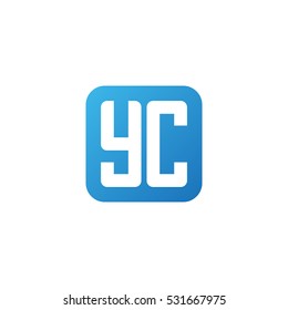 Initial letters YC rounded square shape blue simple logo