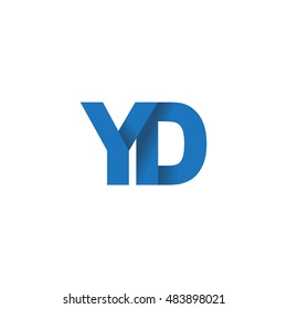 Initial letters YD overlapping fold logo blue