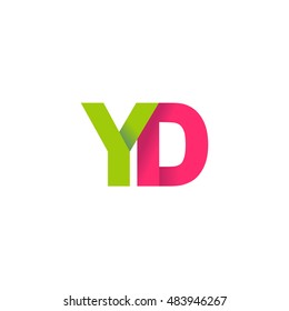 Initial letters YD overlapping fold logo green magenta