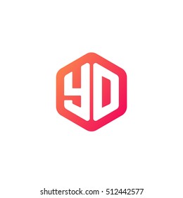 Initial letters YD rounded hexagon shape red orange simple modern logo