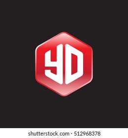 Initial letters YD rounded hexagon shape red modern logo