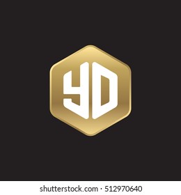 Initial letters YD rounded hexagon shape gold modern logo