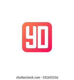 Initial letters YD rounded square shape red orange simple logo