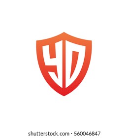 Initial letters YD, YO, shield shape red simple logo