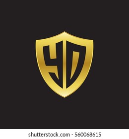 Initial letters YD, YO, shield shape gold logo
