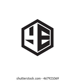 Initial letters YE negative space hexagon shape monogram logo