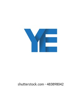 Initial letters YE overlapping fold logo blue