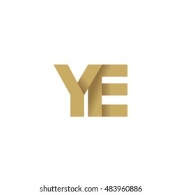 Initial letters YE overlapping fold logo brown gold