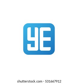 Initial letters YE rounded square shape blue simple logo