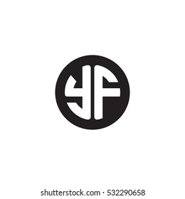 Initial letters YF circle shape monogram black simple logo
