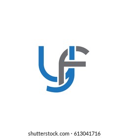 Initial letters yf, round overlapping lowercase logo modern design blue gray