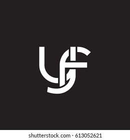 Initial letters yf, round overlapping lowercase logo modern design white black background