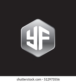 Initial letters YF rounded hexagon shape silver modern logo