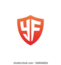 Initial letters YF shield shape red simple logo