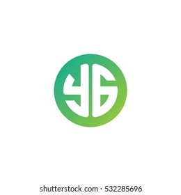 Initial letters YG circle shape green simple logo