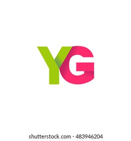 Initial letters YG overlapping fold logo green magenta