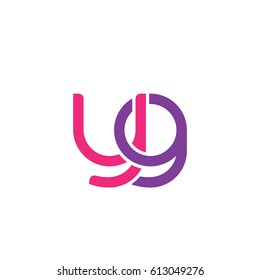 Initial letters yg, round overlapping lowercase logo modern design pink purple