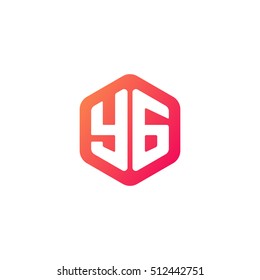 Initial letters YG rounded hexagon shape red orange simple modern logo