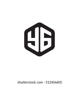 Initial letters YG rounded hexagon shape monogram black simple modern logo