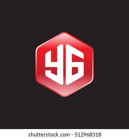 Initial letters YG rounded hexagon shape red modern logo