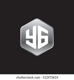 Initial letters YG rounded hexagon shape silver modern logo