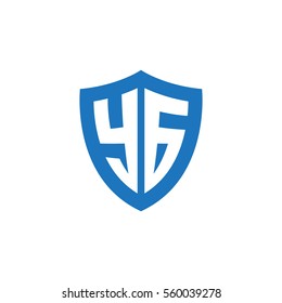 Initial letters YG shield shape blue simple logo