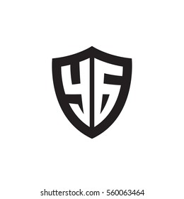 Initial letters YG shield shape black monogram logo