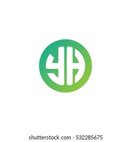 Initial letters YH circle shape green simple logo