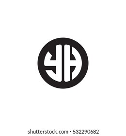 Initial letters YH circle shape monogram black simple logo