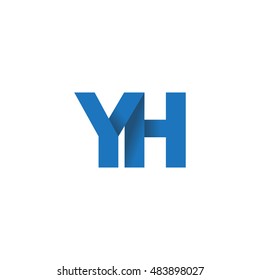 Initial letters YH overlapping fold logo blue