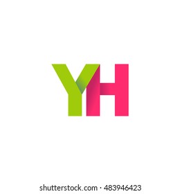Initial letters YH overlapping fold logo green magenta