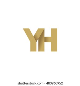Initial letters YH overlapping fold logo brown gold