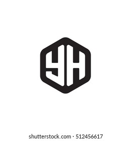 Initial letters YH rounded hexagon shape monogram black simple modern logo