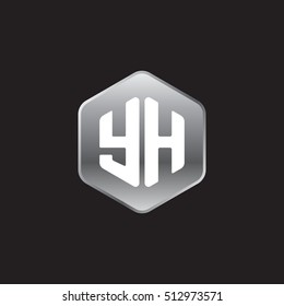 Initial letters YH rounded hexagon shape silver modern logo