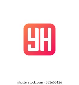 Initial letters YH rounded square shape red orange simple logo